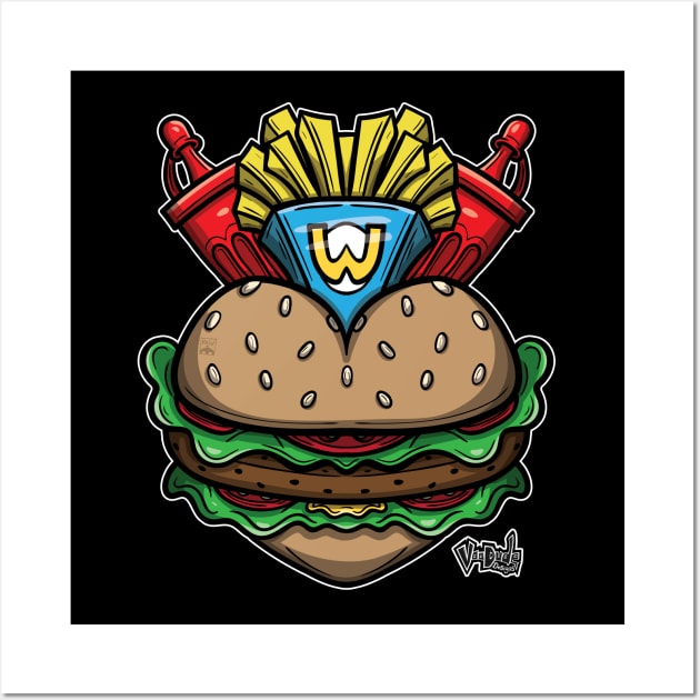 Burger Heart Wall Art by VooDudeDesigns